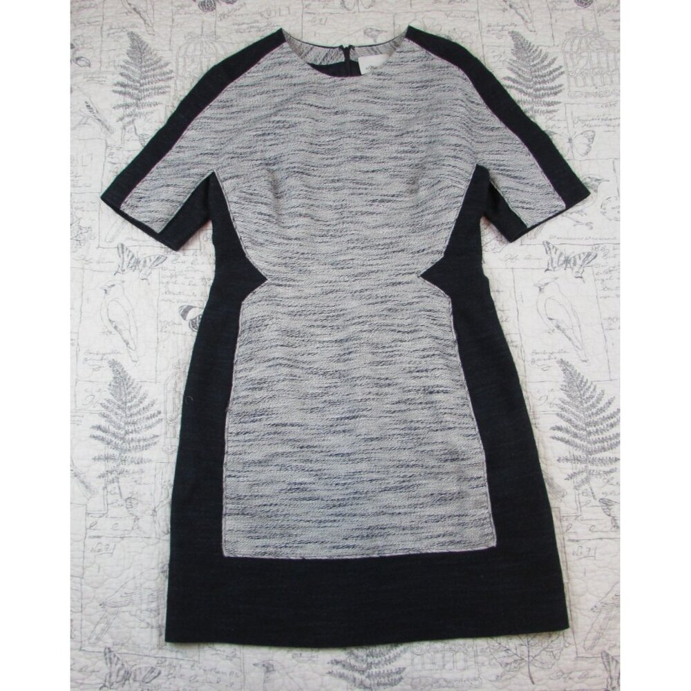 3.1 Phillip Lim woven linen cotton navy career work designer sheath dress sz 6